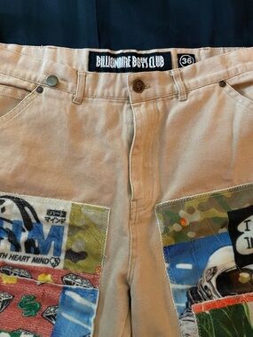 Billionaire Boys Club Men’s Beige Patchwork Graphic Jeans